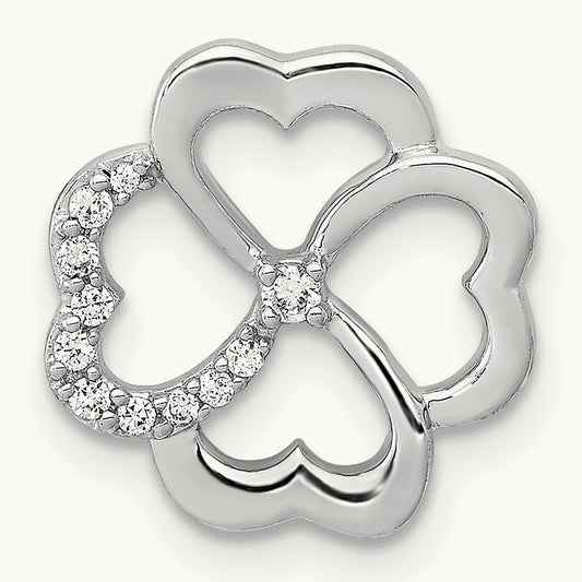 1/15ct. Diamond Four Leaf Clover Chain Slide, 14K White Gold