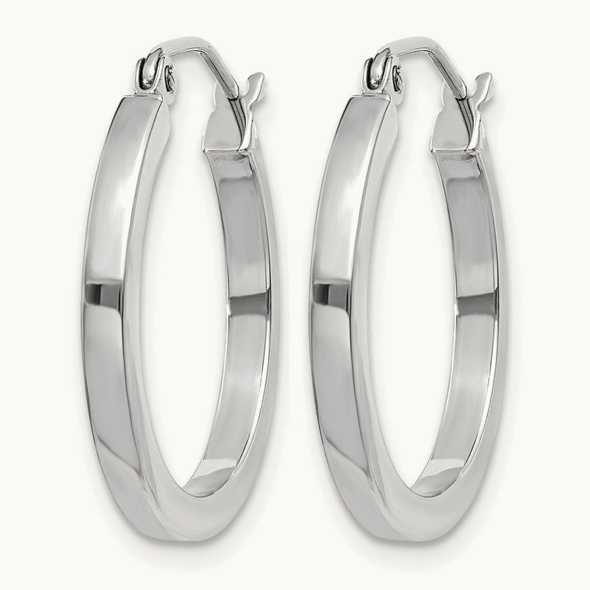 Square Tube Hoop Earrings — 14K White Gold