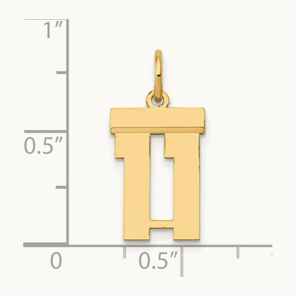 Small Polished Number 11 Charm, 14K