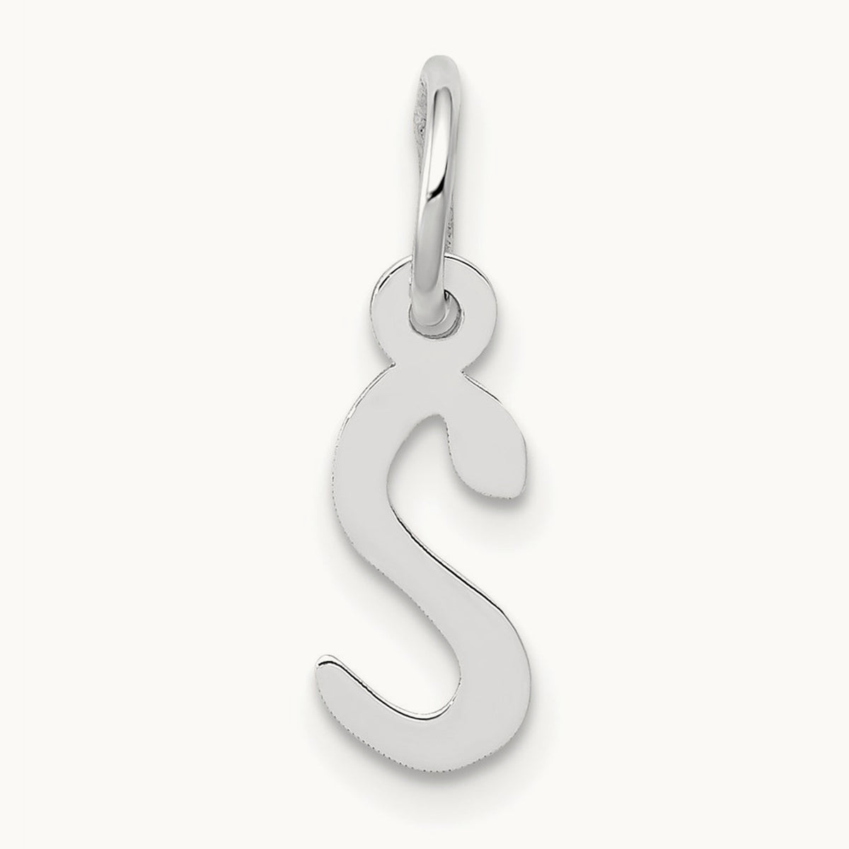 Small Slanted Block Initial Charm — 14K White Gold, S