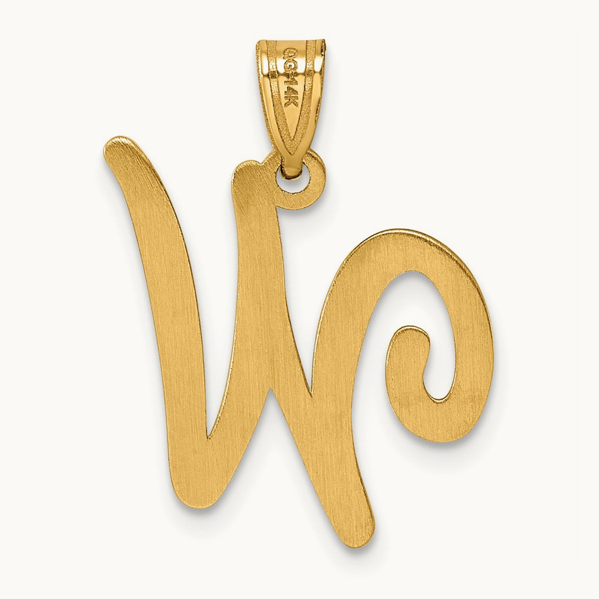 Script Letter W Initial Pendant, 14K