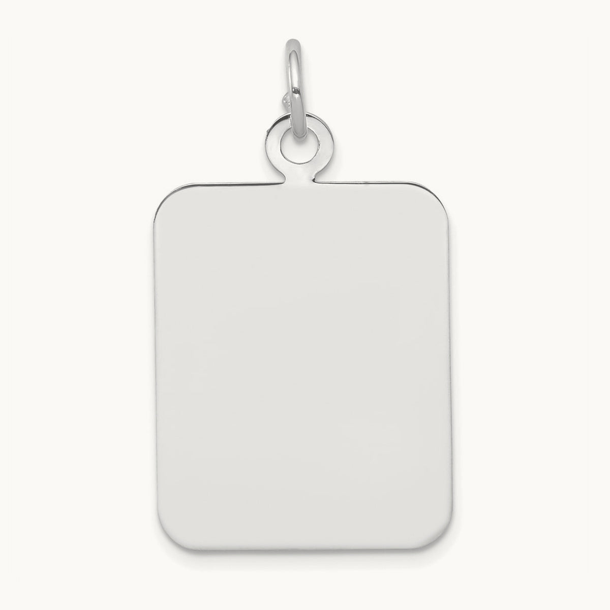 Plain .027 Gauge Rectangular Engravable Disc Charm — 14K White Gold, 36.8mm