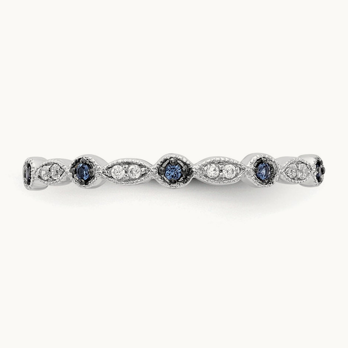 Blue/White Diamond Fancy Band, 14K White Gold