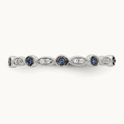 Blue/White Diamond Fancy Band, 14K White Gold