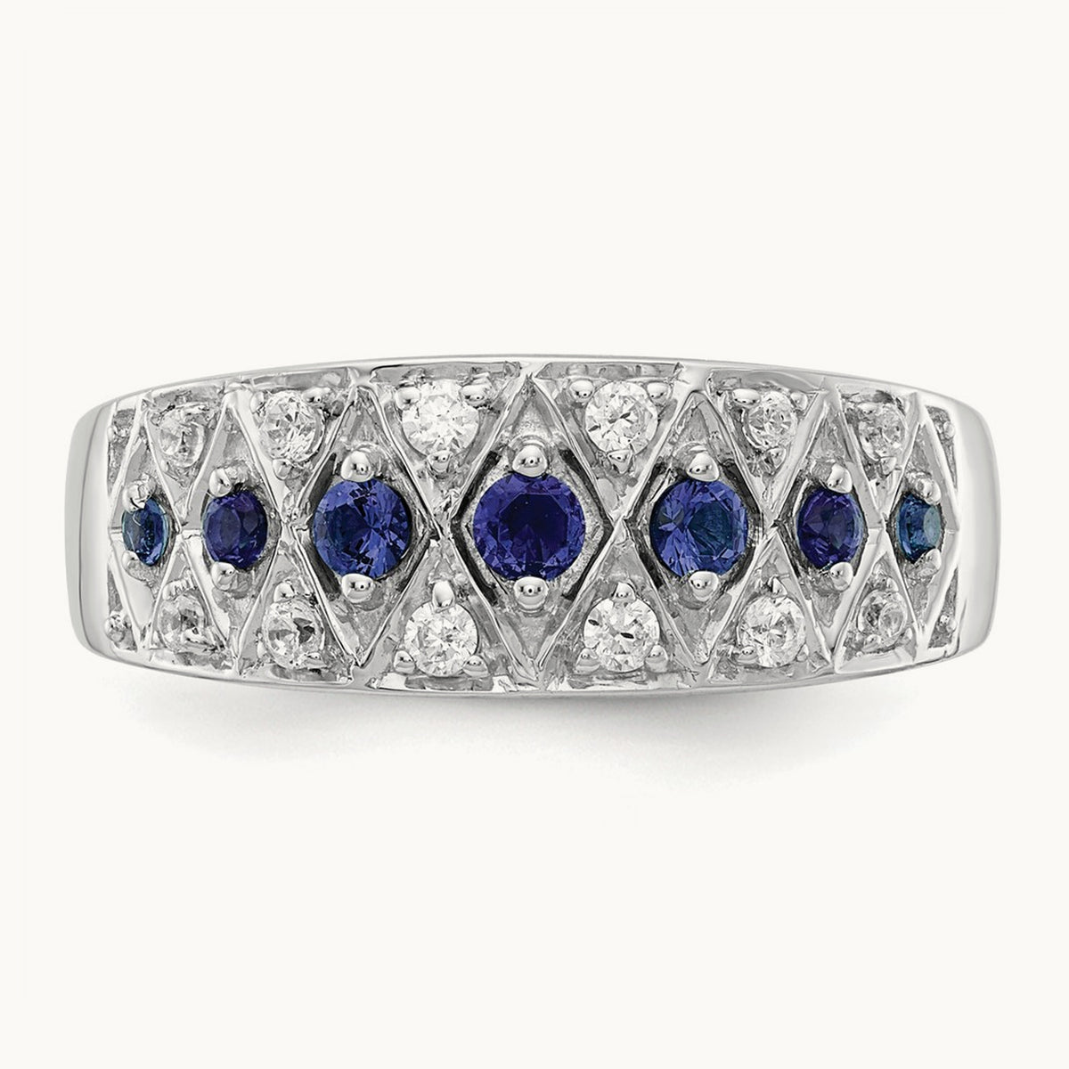 Created Sapphire Ring, 0.20 ct tw Lab-Grown Diamond