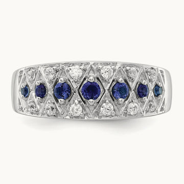 Created Sapphire Ring, 0.20 ct tw Lab-Grown Diamond