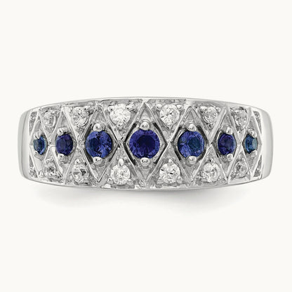 Created Sapphire Ring, 0.20 ct tw Lab-Grown Diamond