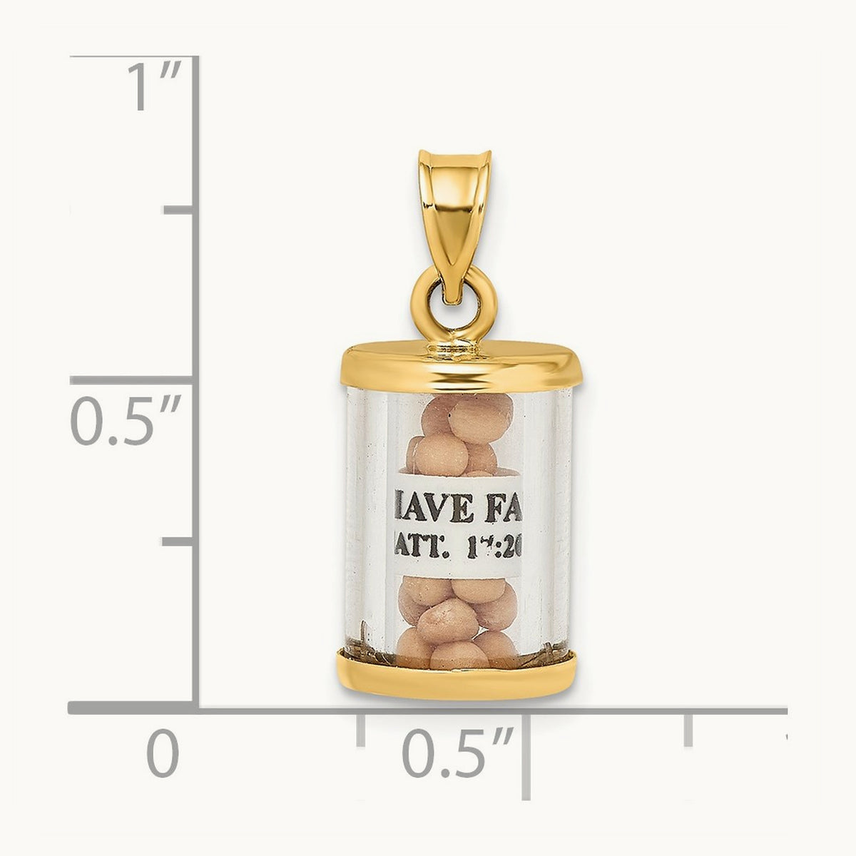 3-D Mustard Seeds Matthew 17 Scroll Pendant, 14K
