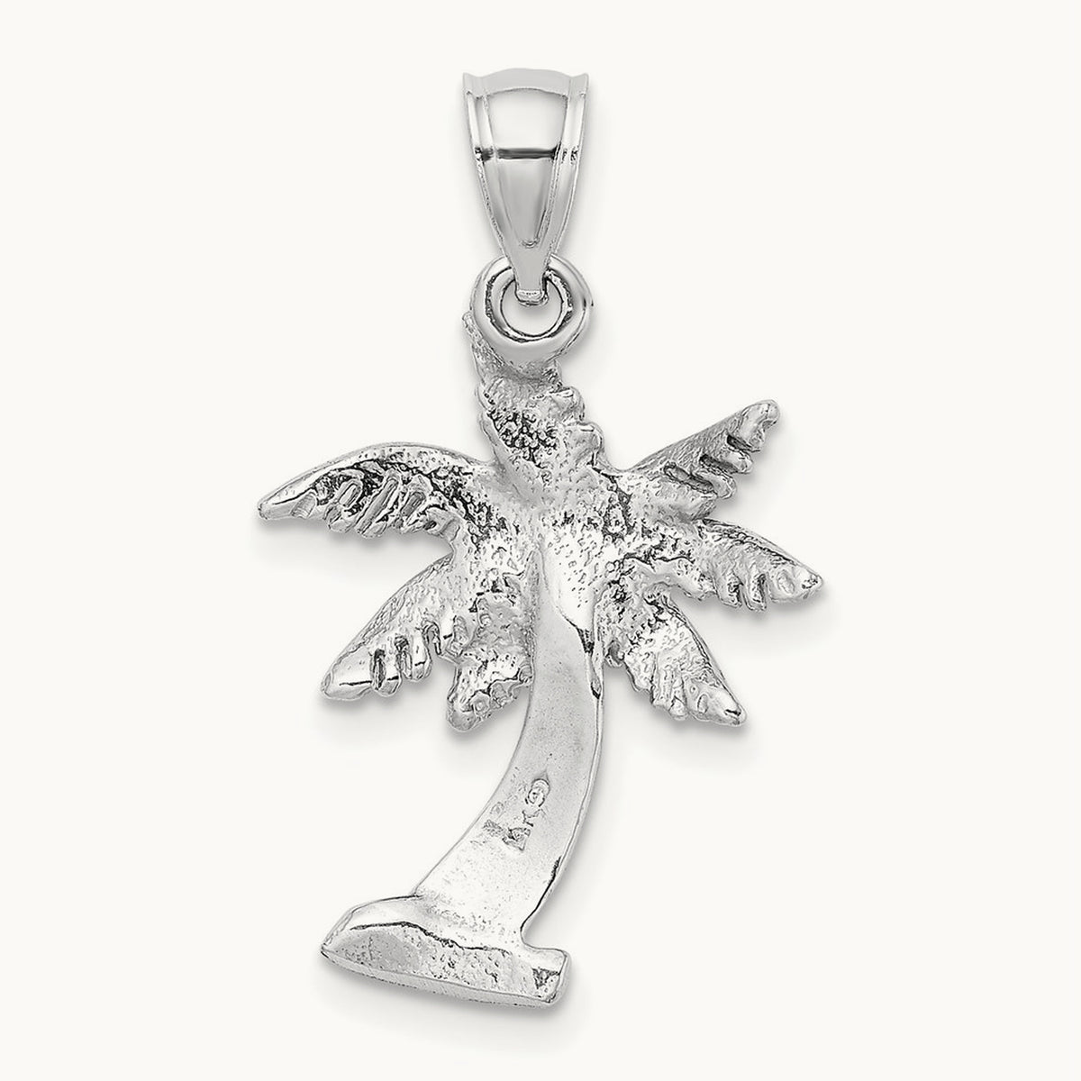 Palm Tree Pendant — 14K White Gold, 19.76mm