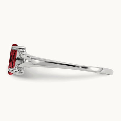Garnet Birthstone Ring, 14K White Gold