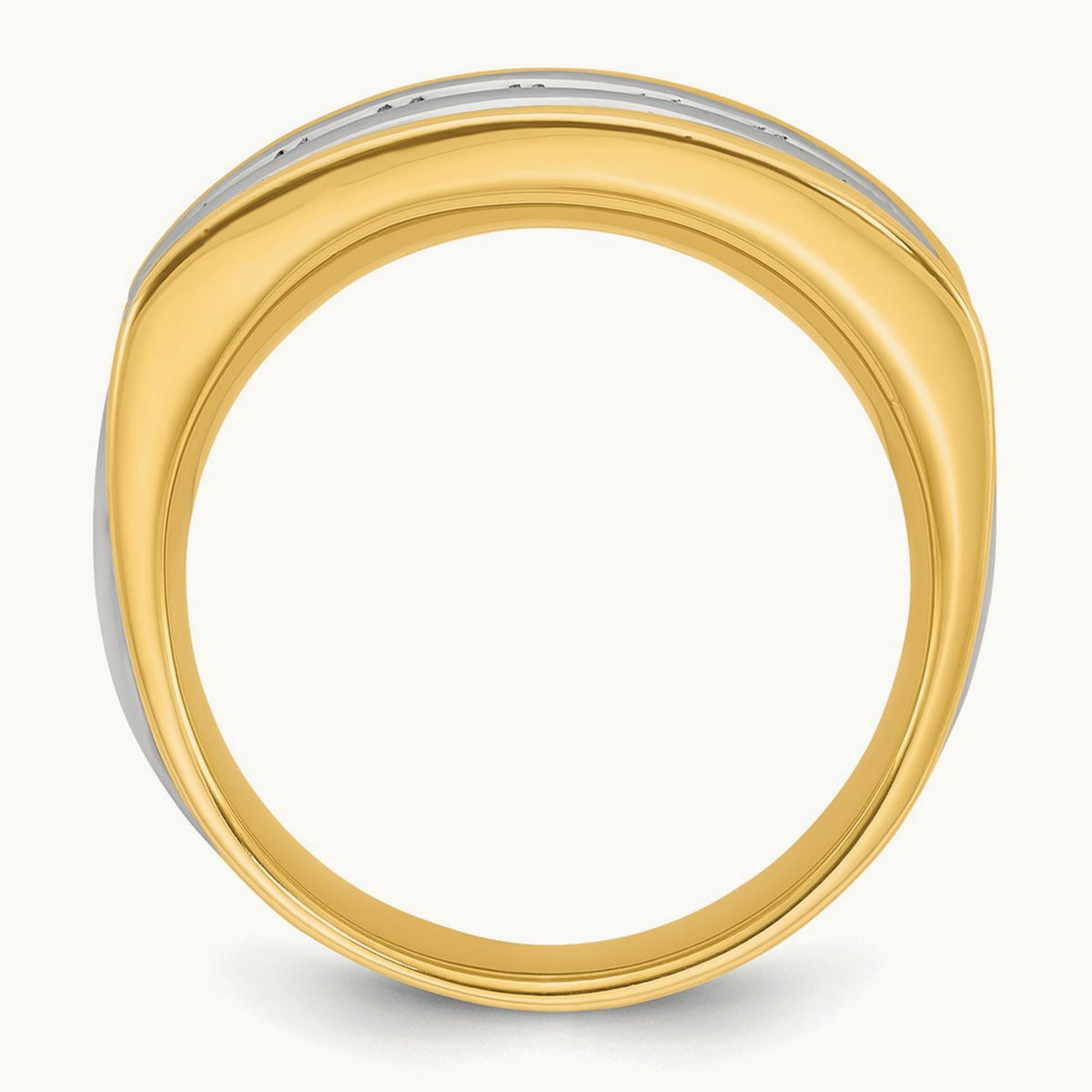 14ktt IBGoodman Men's Polished & Grooved 7-Stone Diamond Ring