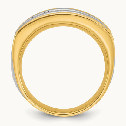 14ktt IBGoodman Men's Polished & Grooved 7-Stone Diamond Ring