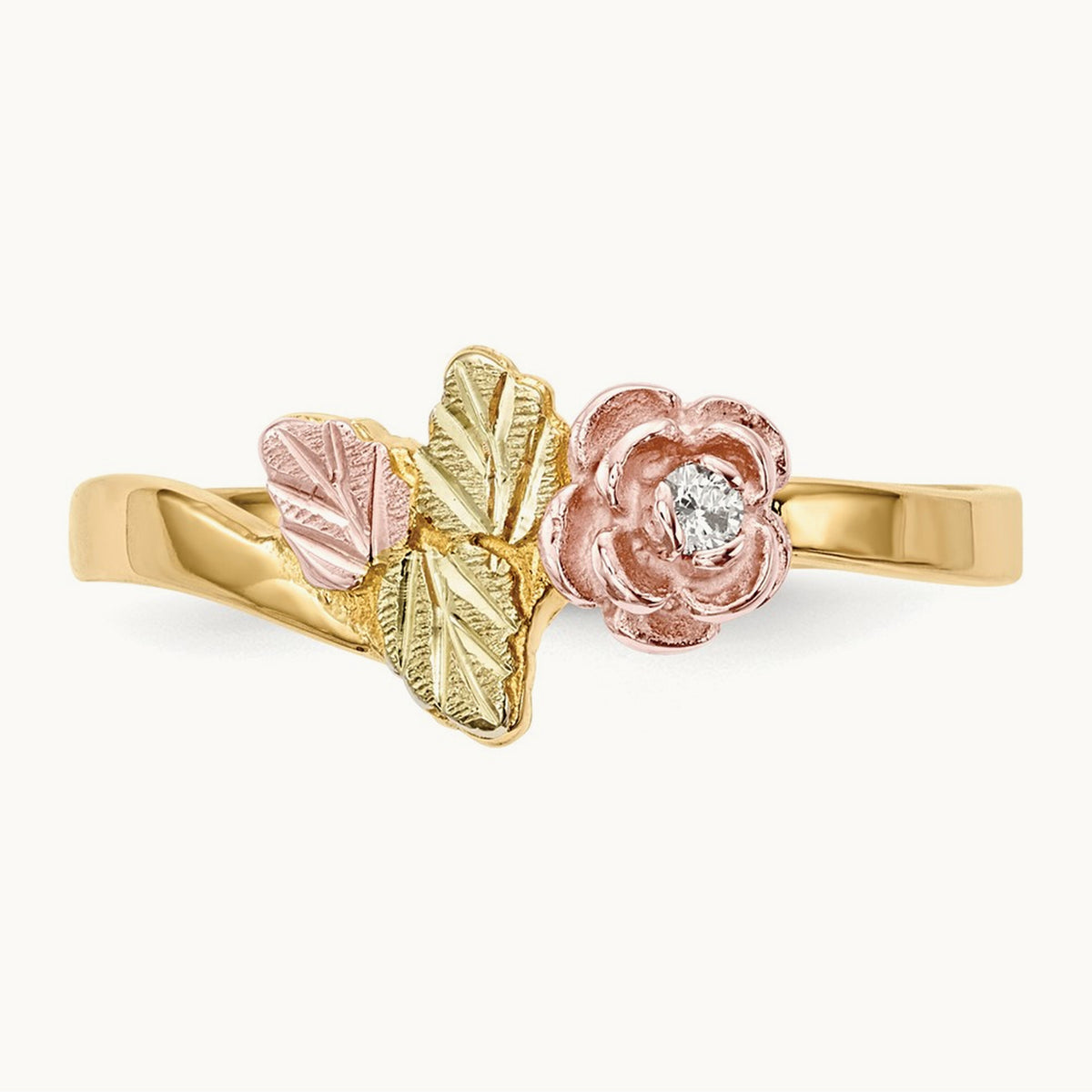 Black Hills Gold Rose Ring, 0.05 ct tw