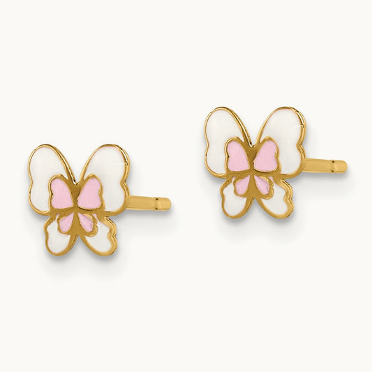 Madi K Enamel Butterfly Post Earrings, 14K