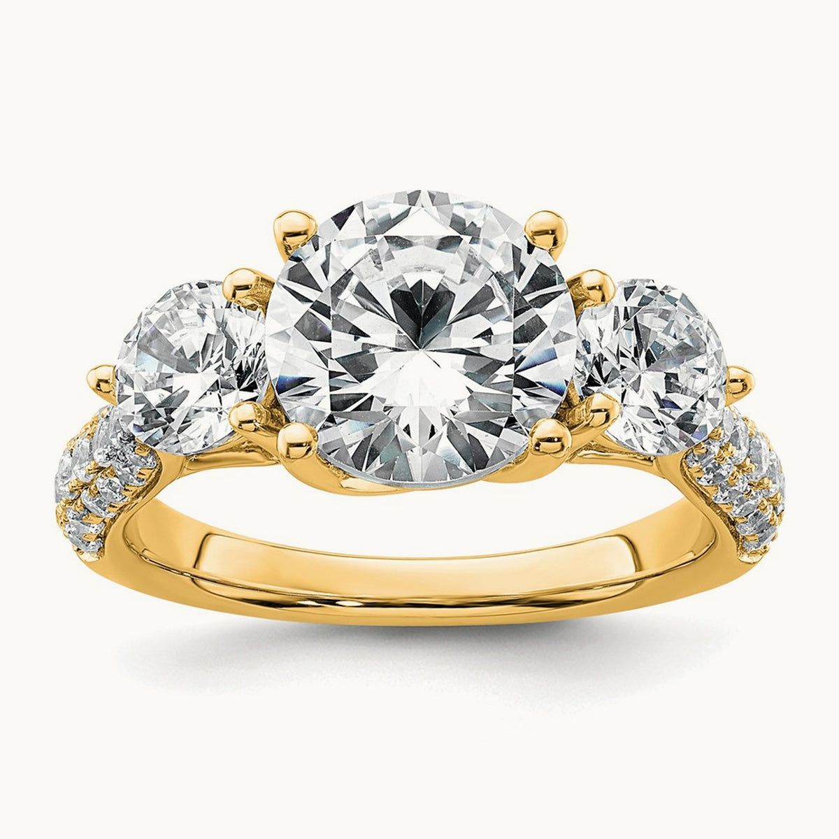 Round 3 Stone Engagement Ring, 0.50-3.75 ct tw Lab-Grown Diamond