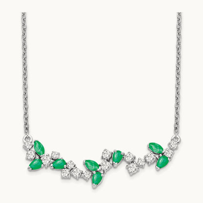 Created Emerald Bar Necklace, 0.50 ct tw Lab-Grown Diamond