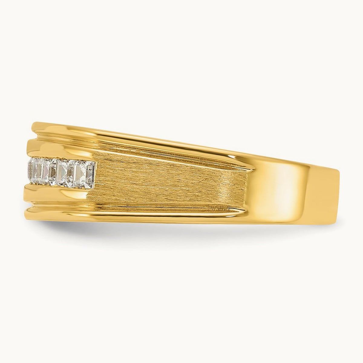 IBGoodman Men's Polished & Satin Square 10-Stone Diamond Ring, 14K