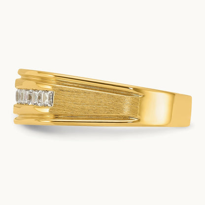 IBGoodman Men's Polished & Satin Square 10-Stone Diamond Ring, 14K