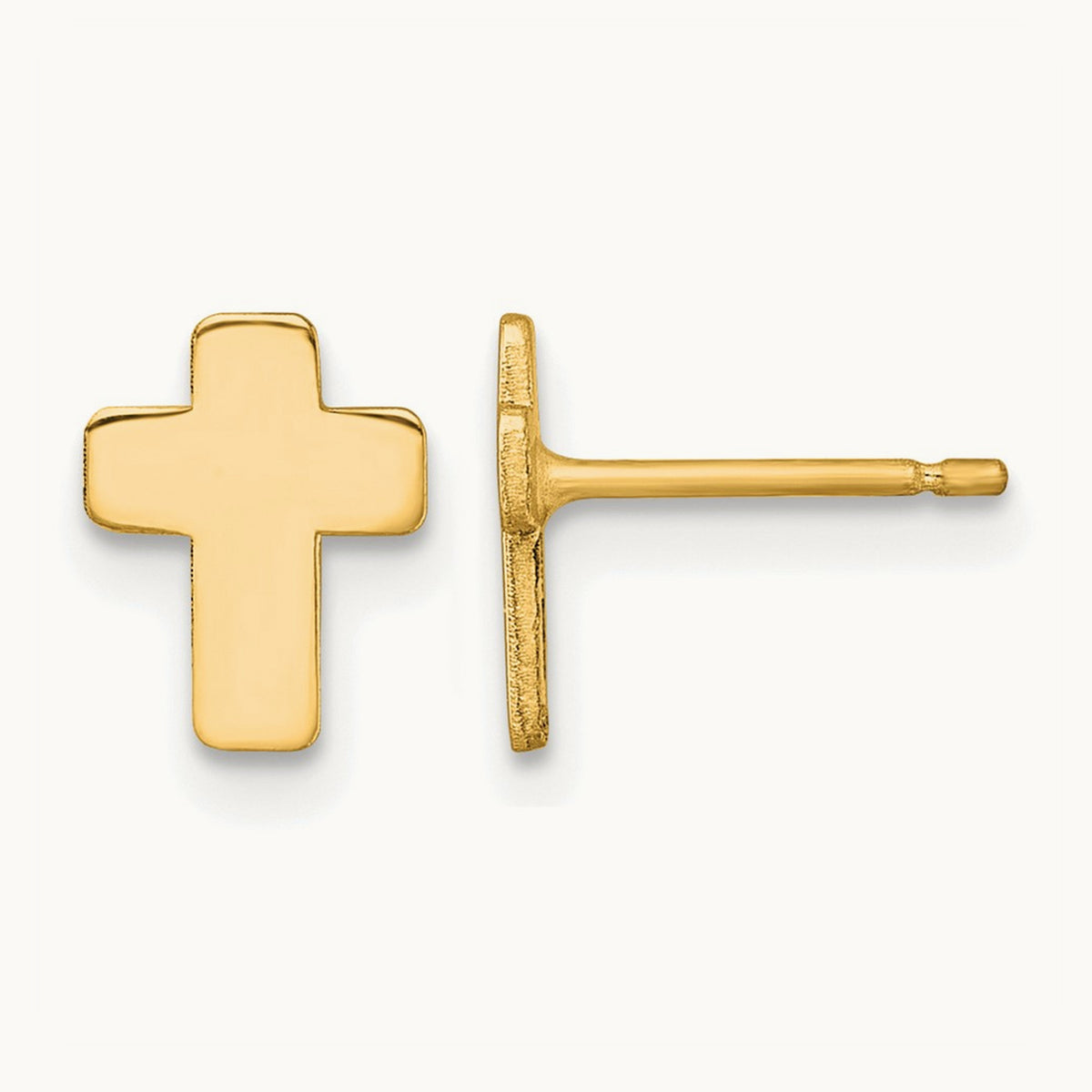 Polished Cross Post Earrings — 14K Yellow Gold