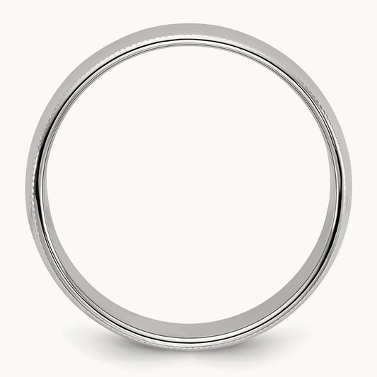 Milgrain Half Round Band, 8mm, 10K White Gold