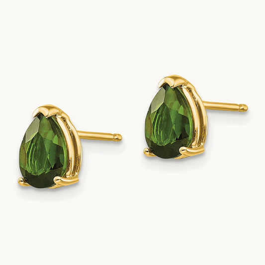 Green Tourmaline Earrings, 14K