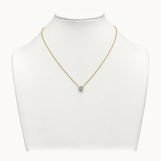Heart Pendant with Chai, 2.00 ct tw Lab-Grown Diamond — 14K Yellow Gold