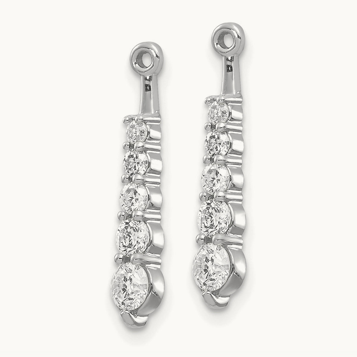 AA 5 Stone Dangle Diamond Earring Jacket, 14K White Gold