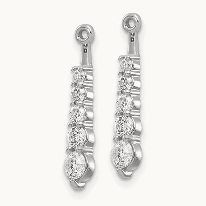 AA 5 Stone Dangle Diamond Earring Jacket, 14K White Gold