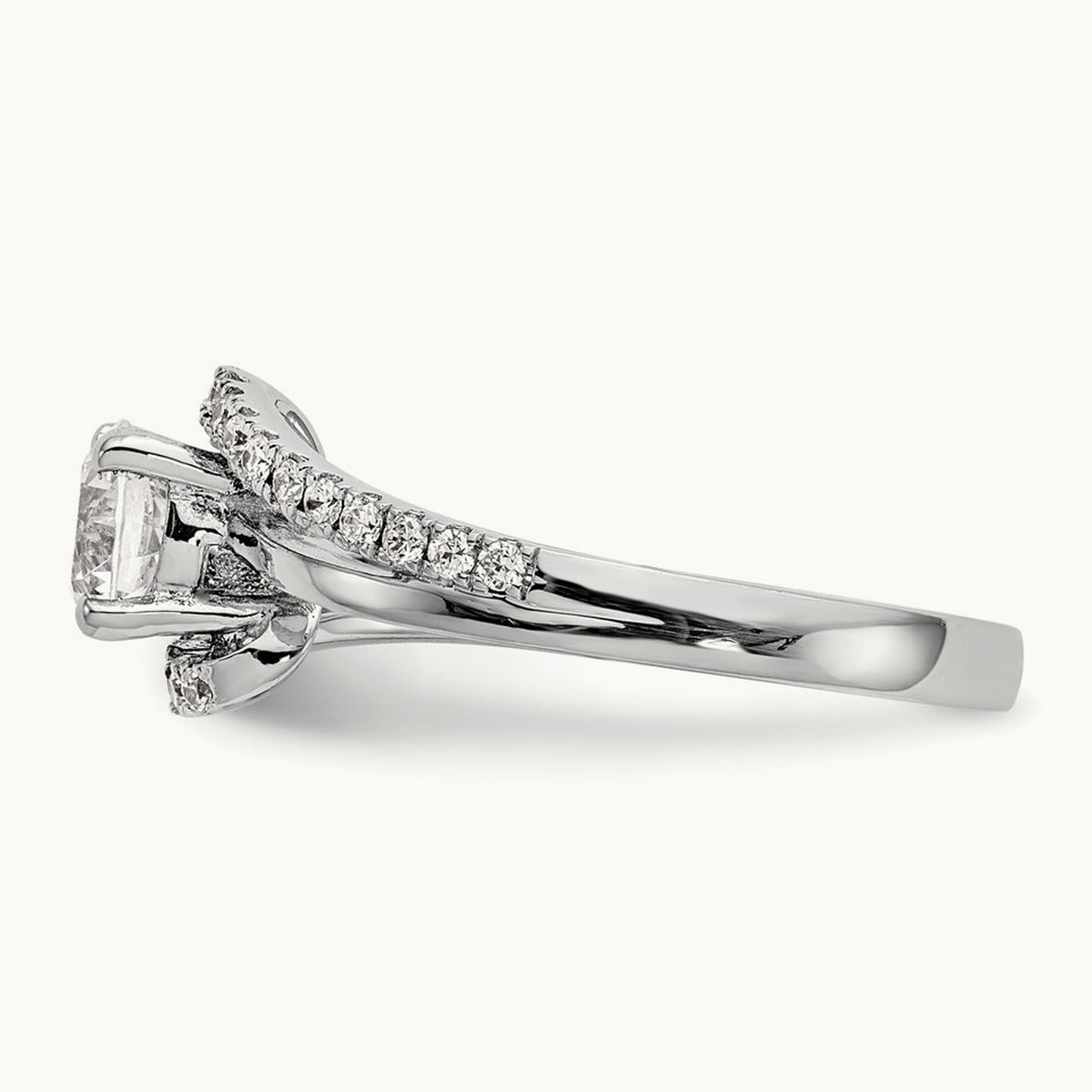 Round Semi-Mount Bypass Engagement Ring — 2/7 ct, 7
