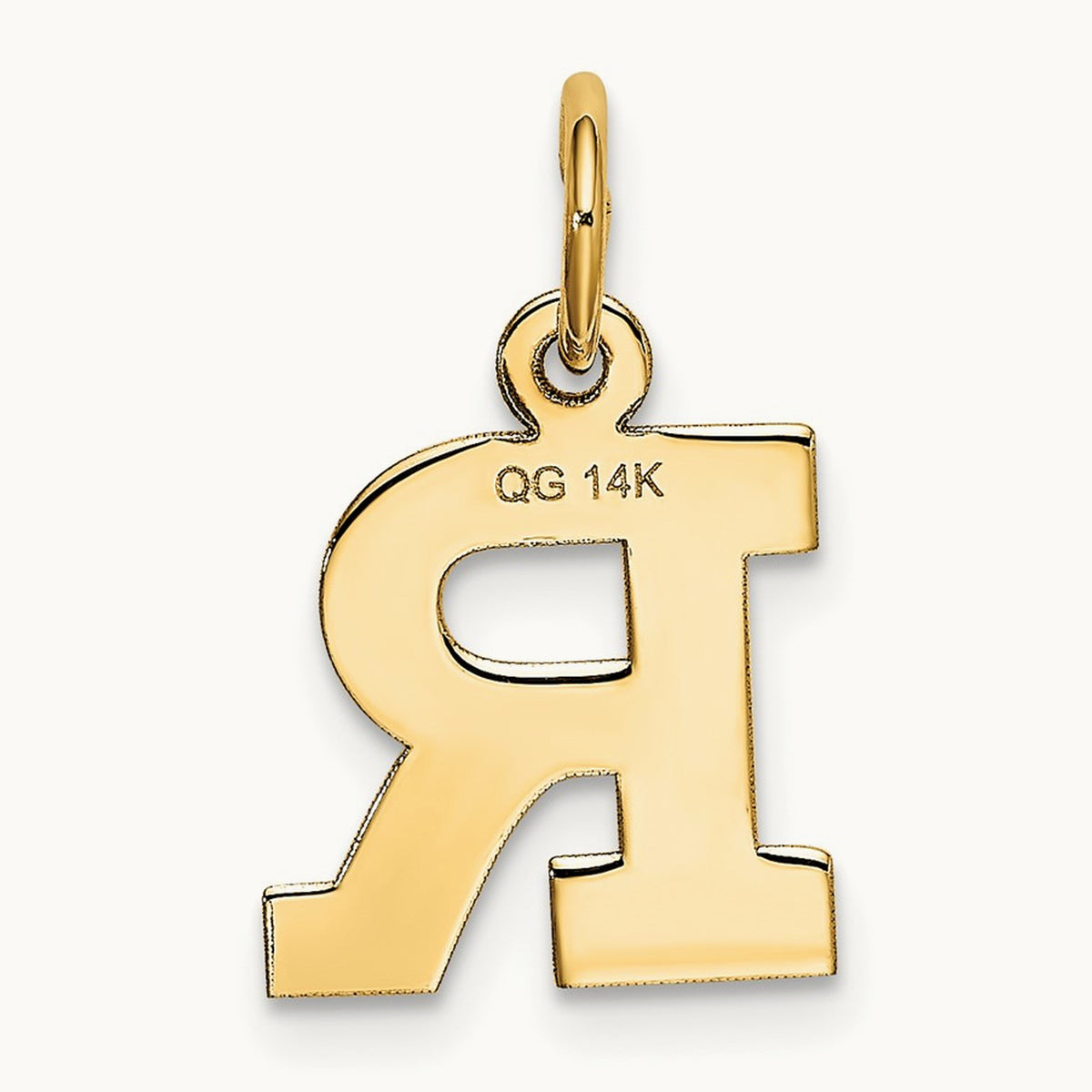 Small Block Initial Charm — 14K Yellow Gold, R