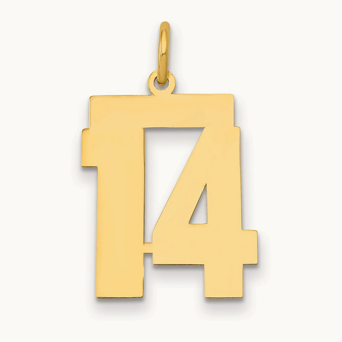 Medium Polished Number 14 Charm, 14K