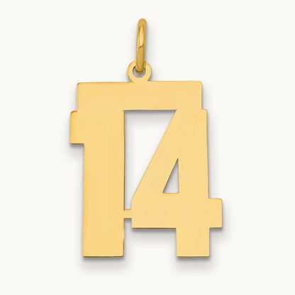Medium Polished Number 14 Charm, 14K