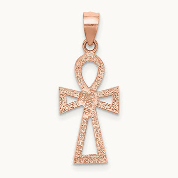Polished Ankh Pendant, 14K Rose