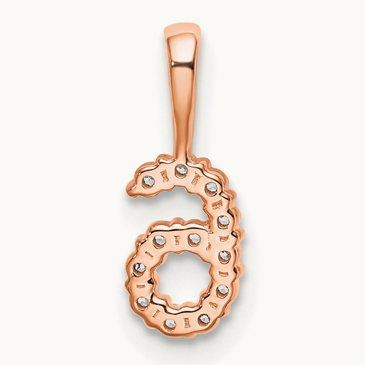 Diamond Number 6 Pendant — 14K Rose Gold, 12.85mm