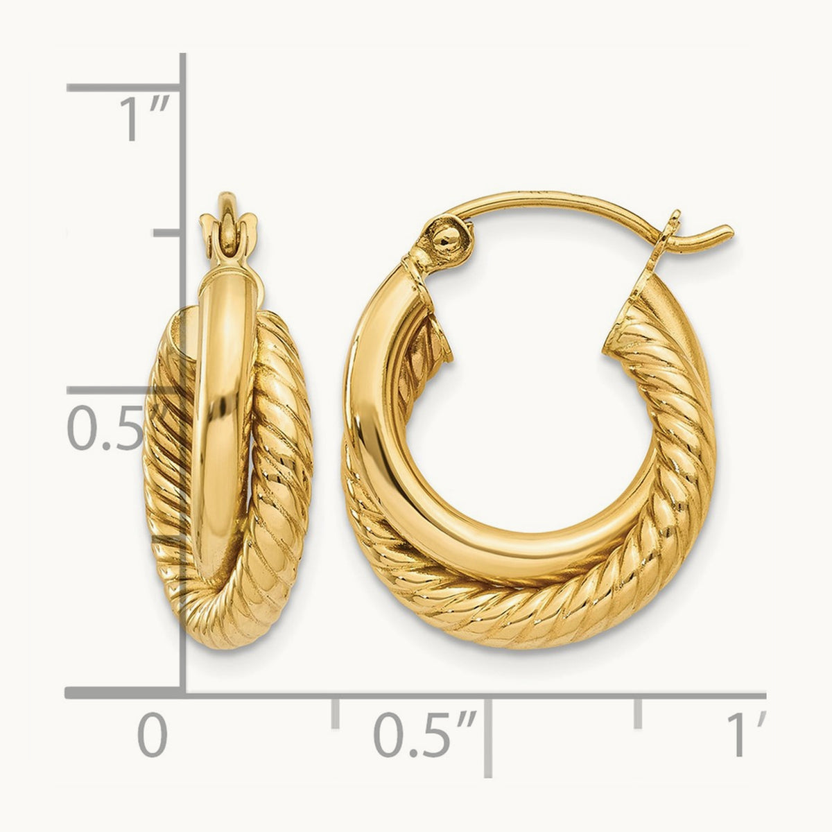 Polished Twisted Double Hoop Earrings, 14K