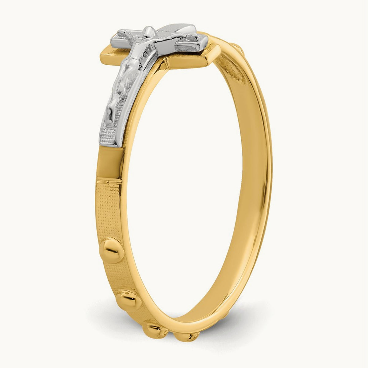 Crucifix Rosary Ring, 14K Two-tone