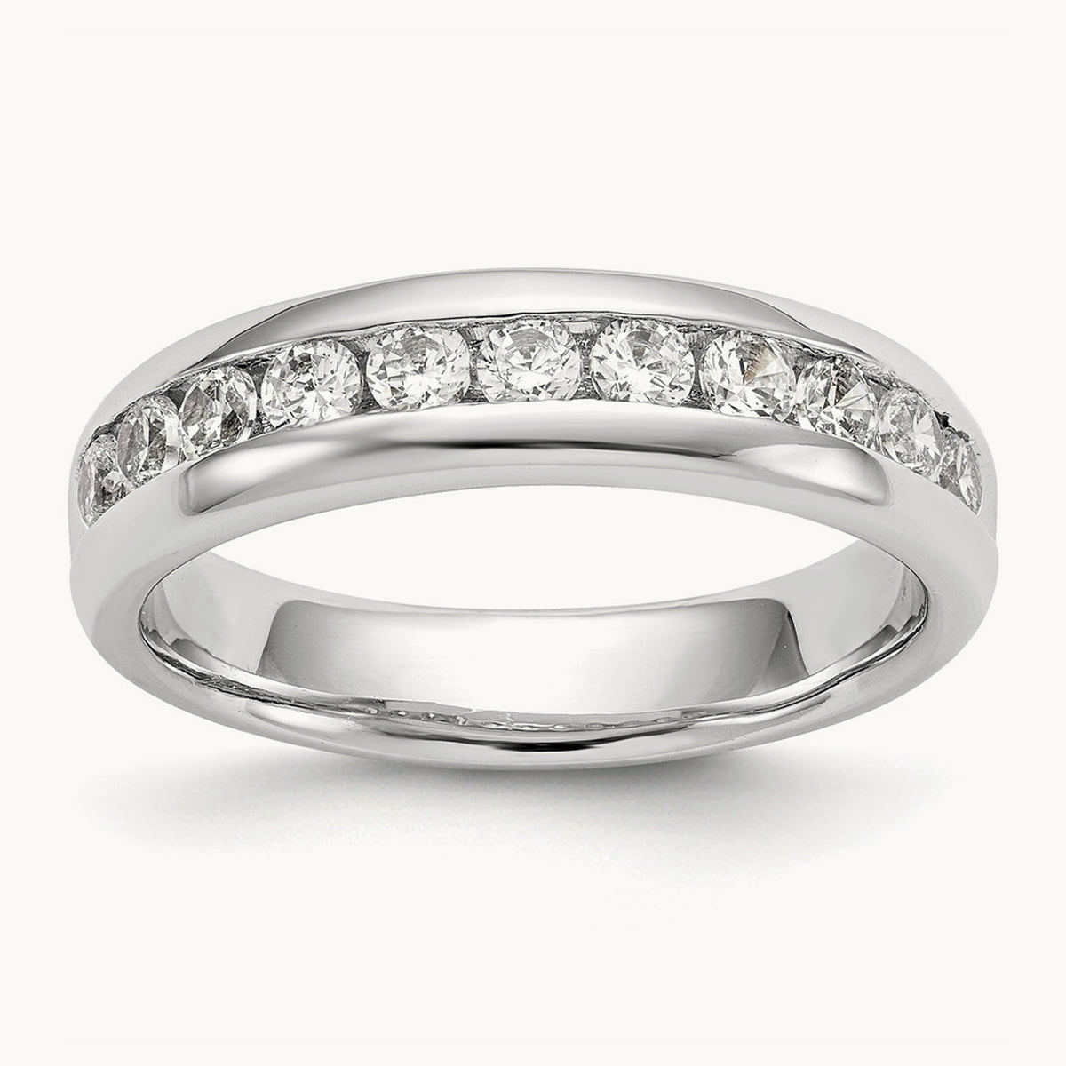 11-Stone Diamond Channel Band, 14K White Gold