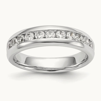 11-Stone Diamond Channel Band, 14K White Gold