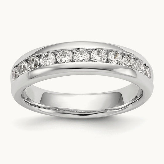 11-Stone Diamond Channel Band, 14K White Gold