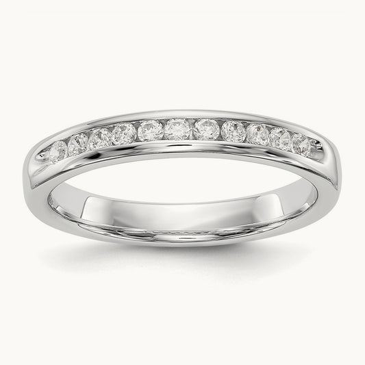 11-Stone Diamond Channel Band, 14K White Gold