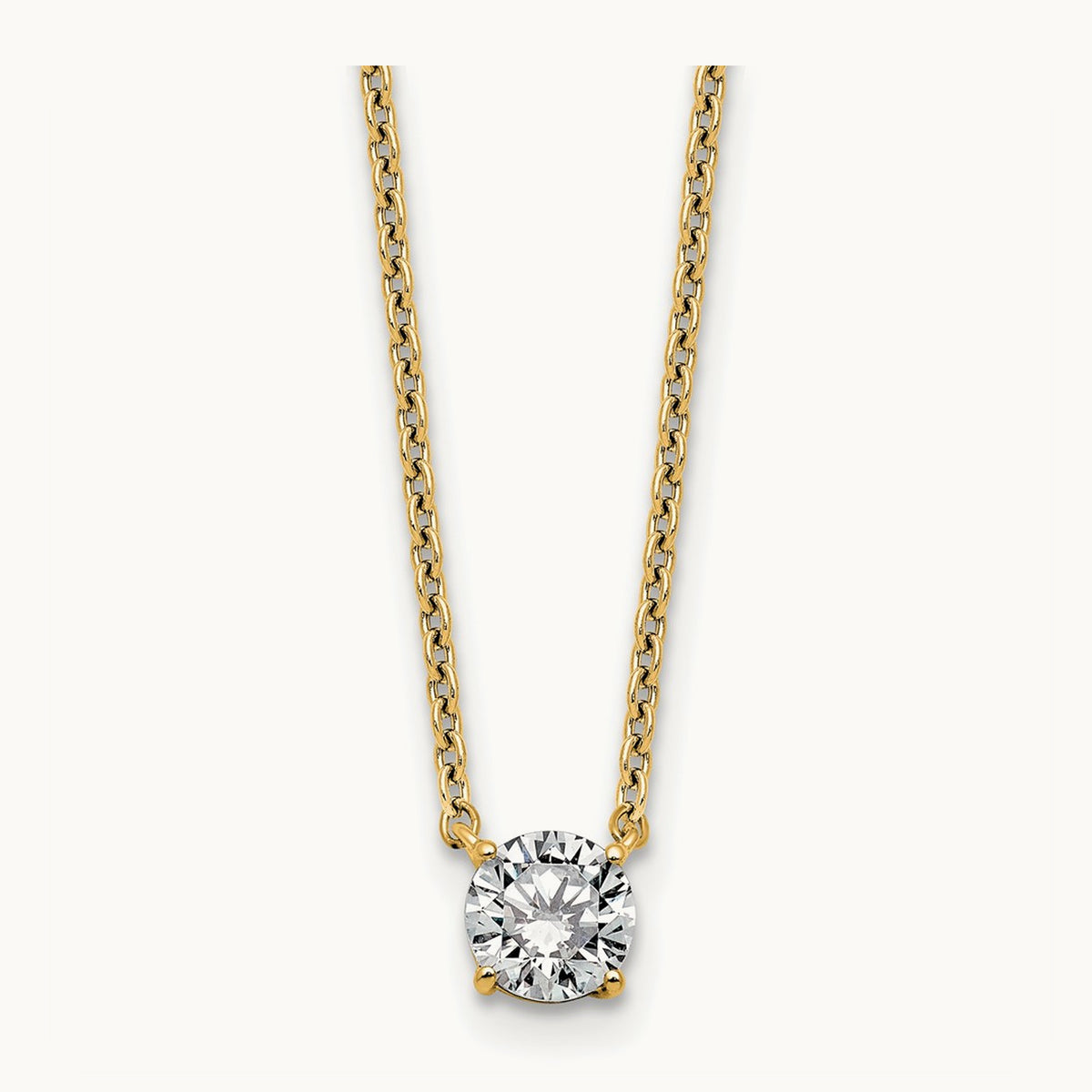 Four-Prong Solitaire Necklace, 0.50-4.00 ct tw Lab-Grown Diamond — 14K Yellow Gold