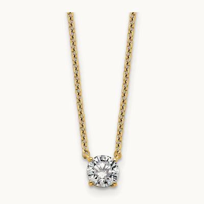 Four-Prong Solitaire Necklace, 0.50-4.00 ct tw Lab-Grown Diamond — 14K Yellow Gold