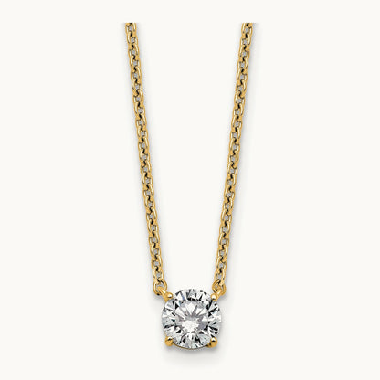 Four-Prong Solitaire Necklace, 0.50-4.00 ct tw Lab-Grown Diamond — 14K Yellow Gold