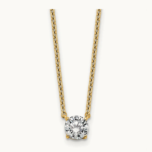 Four-Prong Solitaire Necklace, 0.50-4.00 ct tw Lab-Grown Diamond — 14K Yellow Gold