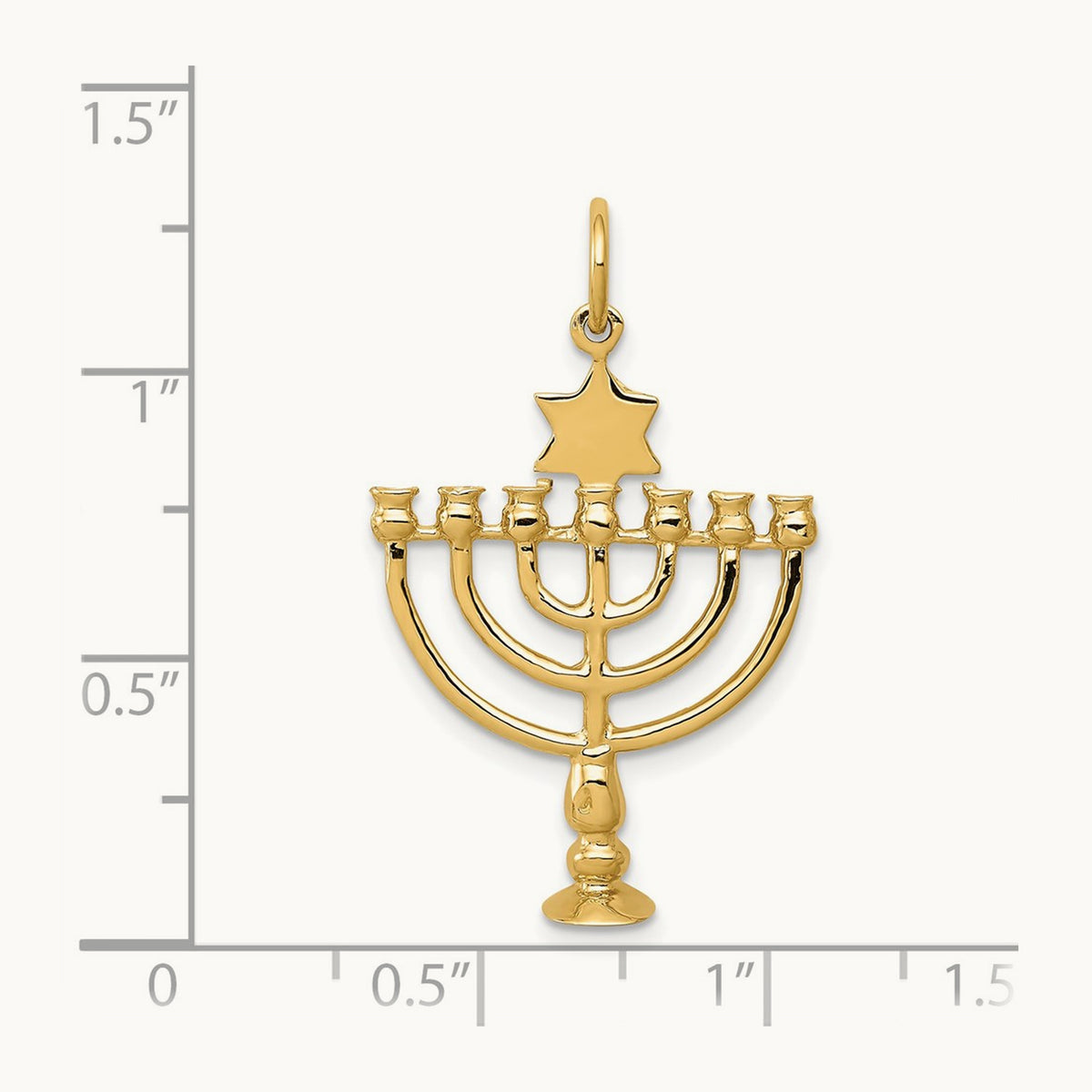 3D Menorah Charm, 14K
