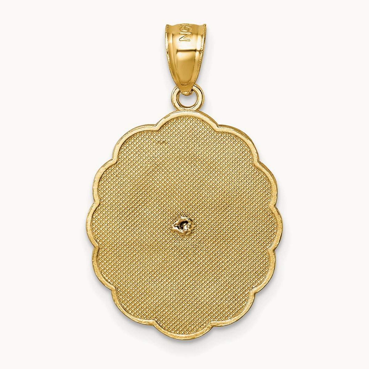 Polished D/C Spanish Version Lady of Guadalupe Pendant, 14K