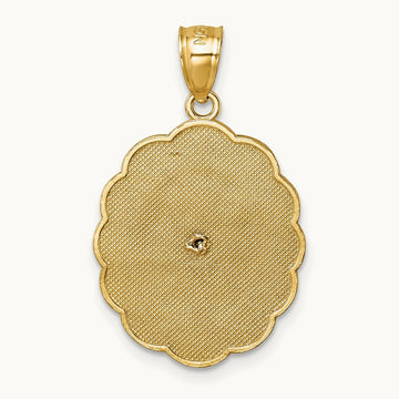 Polished D/C Spanish Version Lady of Guadalupe Pendant, 14K