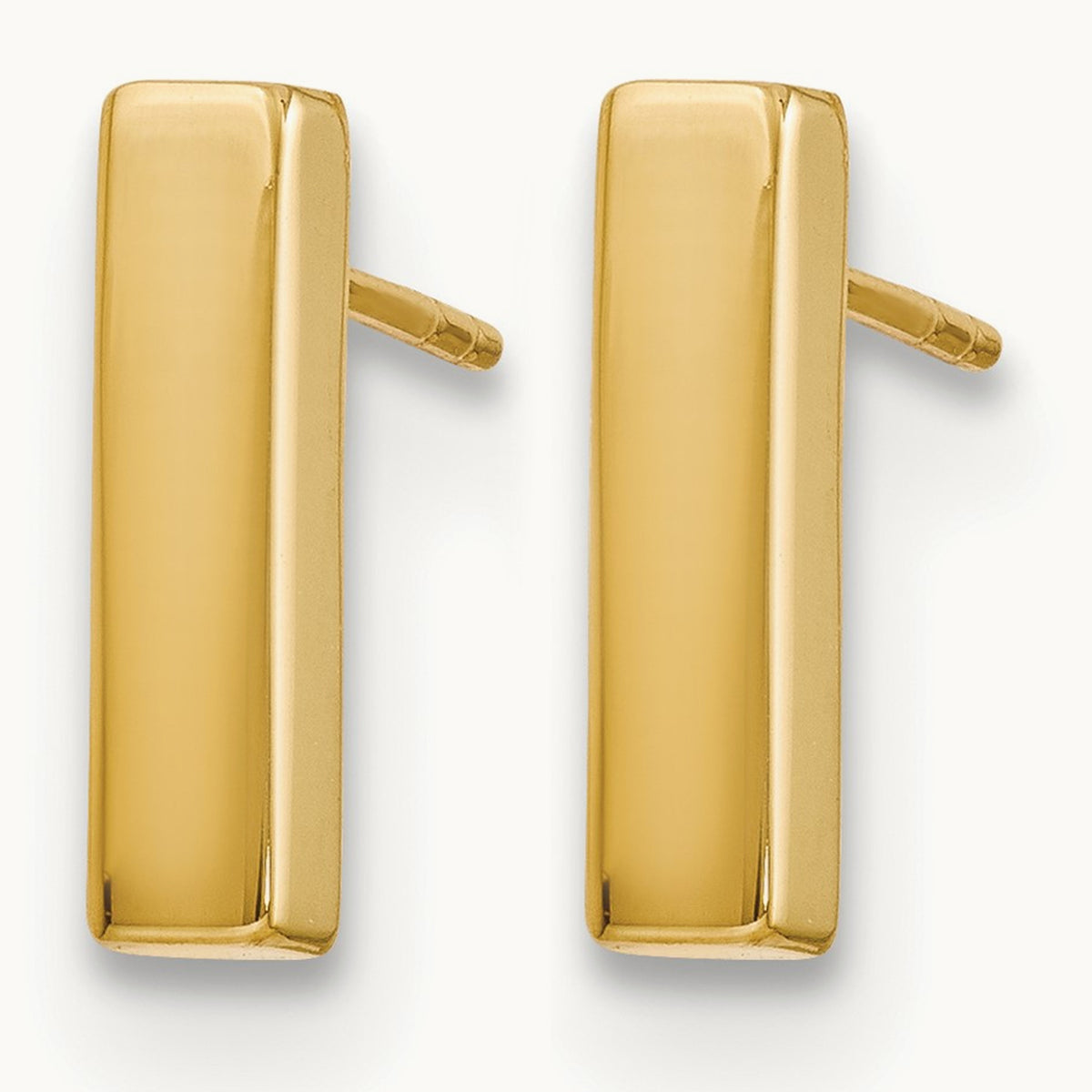 Polished Post Bar Earrings — 14K Yellow Gold