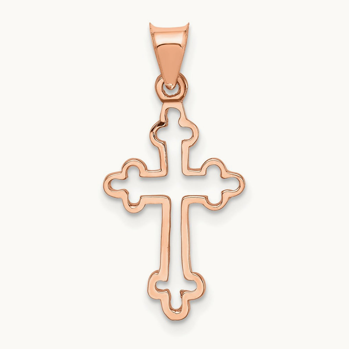 Polished Cross Pendant, 14K Rose