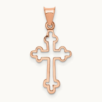 Polished Cross Pendant, 14K Rose